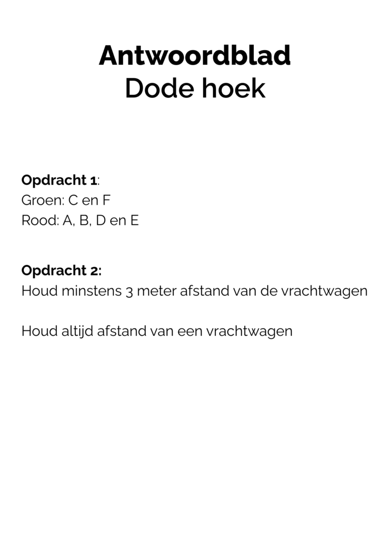 Antwoorden werkblad uit de dode hoek VR