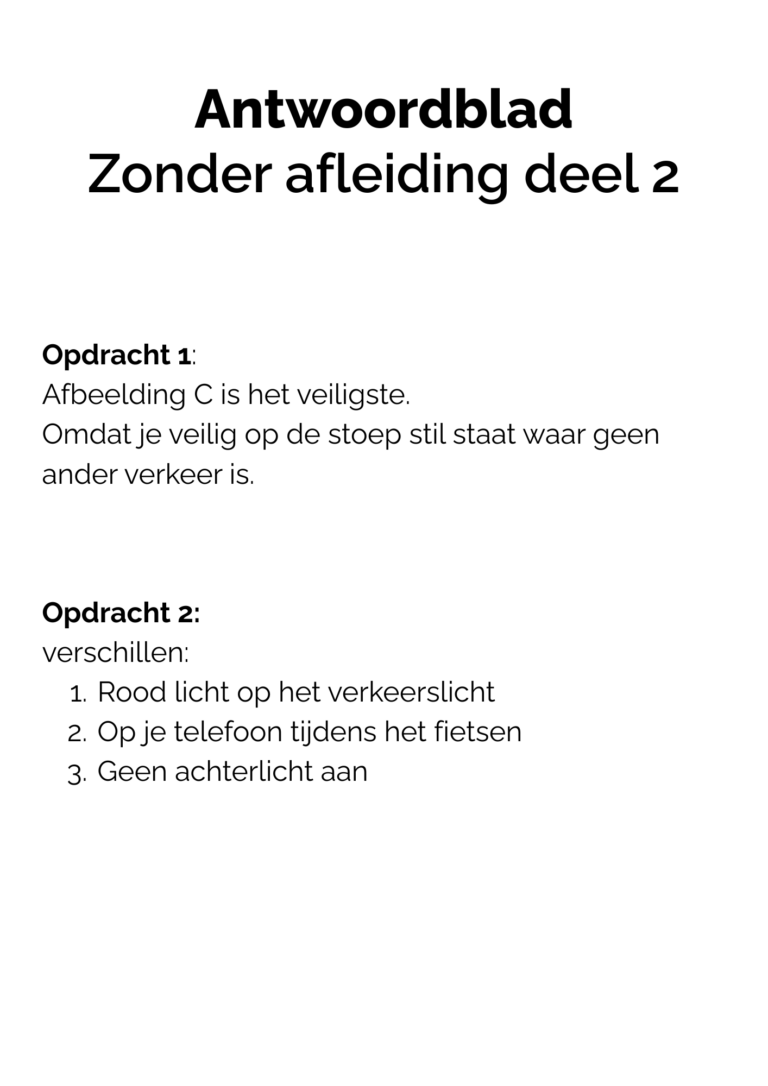 Antwoorden werkblad zonder afleiding VR deel 2